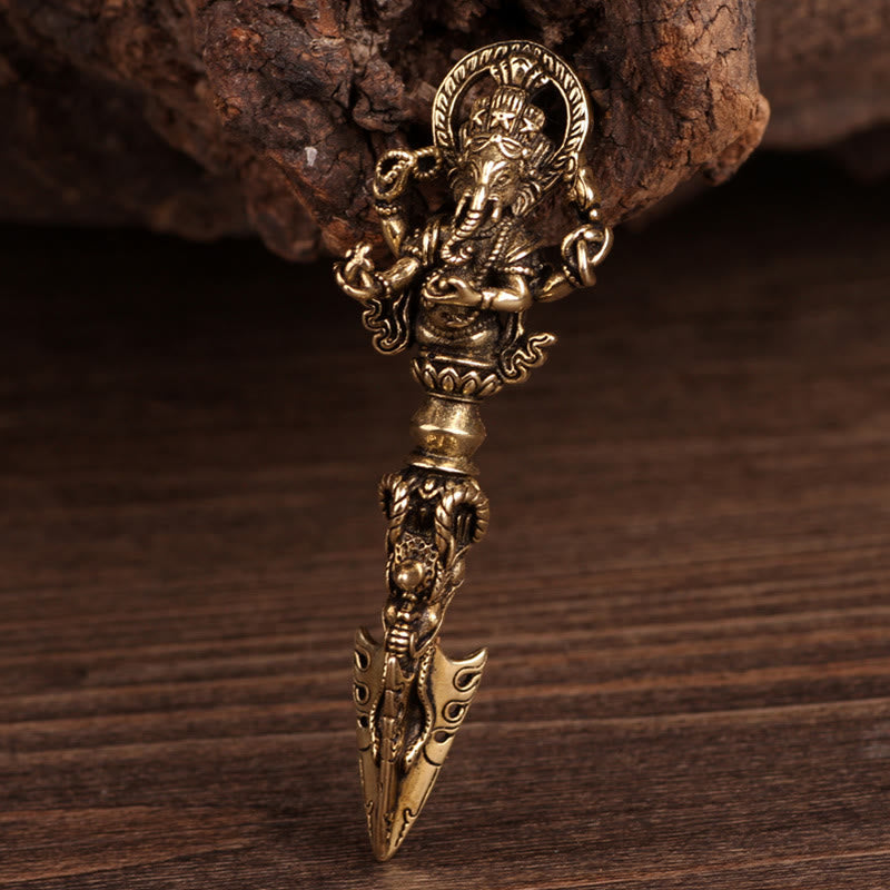 Nimara Ritual Tibetan Ganesh Ganpati Elephant God of Wealth Dorje Vajra Spiritual Power Necklace Pendant