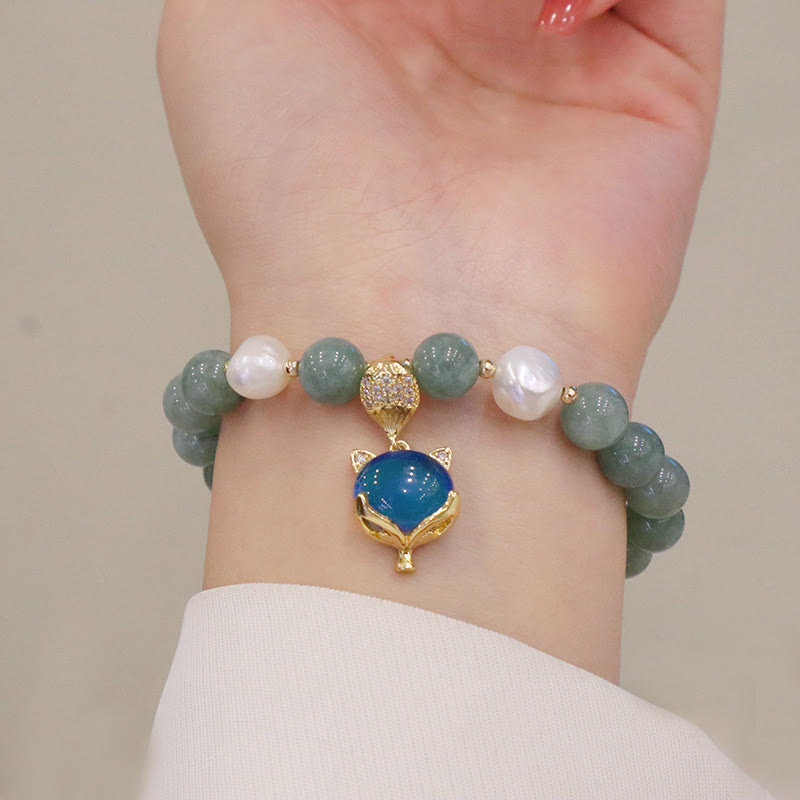 Nimara Ritual Jade Pearl Color-Changing Fox Charm Luck Bracelet