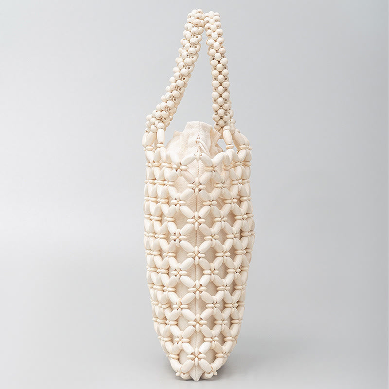 Nimara Ritual Hand-woven Lozenge Wooden Beads Handbag