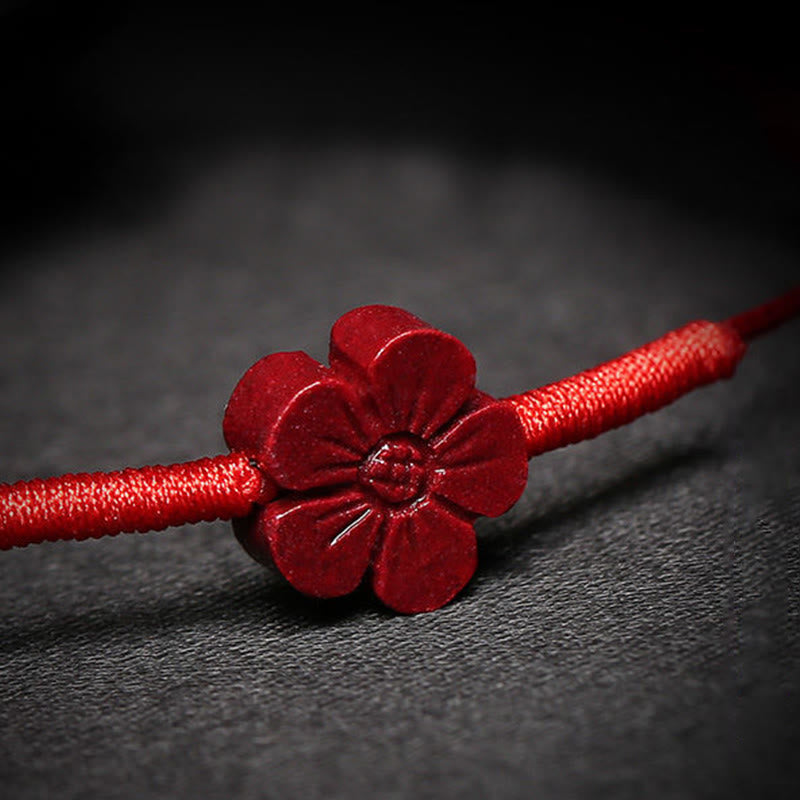 Nimara Ritual Handmade Plum Blossom Four Leaf Clover PiXiu Lotus Koi Fish Cinnabar Blessing Braid Bracelet