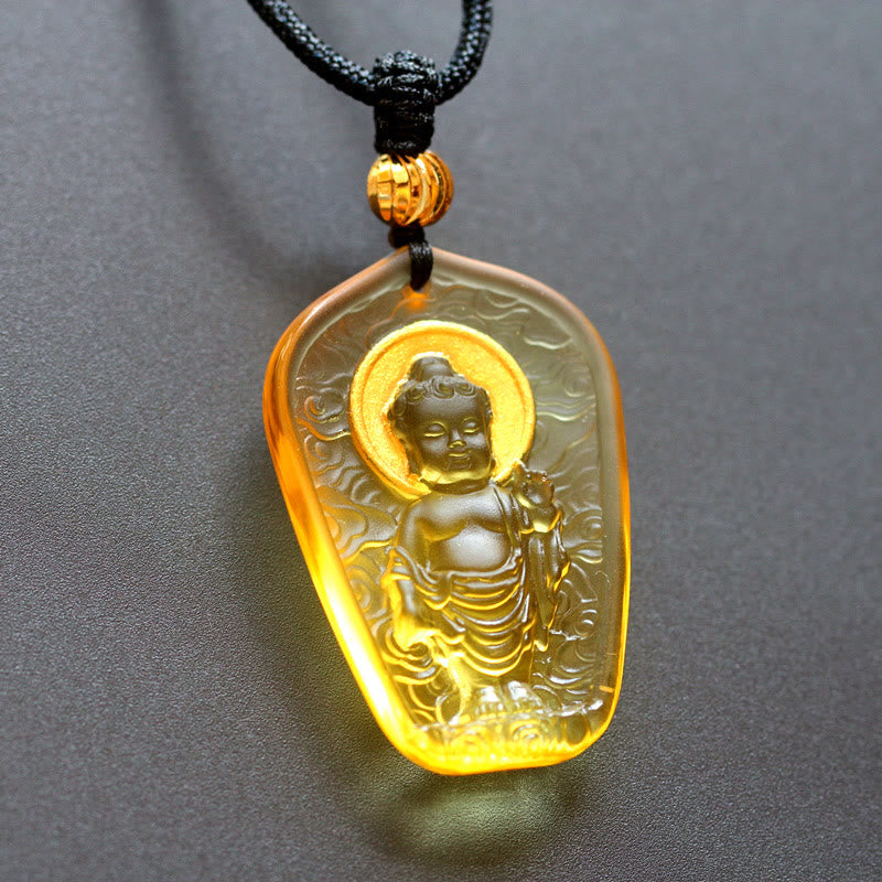 Nimara Ritual Tibetan Buddha Liuli Crystal Serenity Necklace Pendant