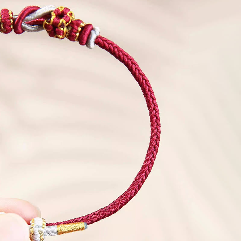 Nimara Ritual Handmade Peach Blossom Knot Eight Thread Peace Knot Luck Protection Bracelet