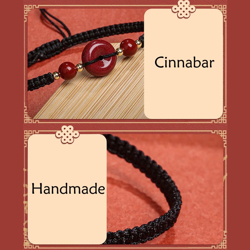 Nimara Ritual Natural Cinnabar Peace Buckle Blessing String Bracelet