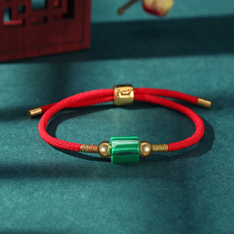 Nimara Ritual Tibet Handmade Green Aventurine Red Stone Malachite Luck Protection Braided Rope Bracelet