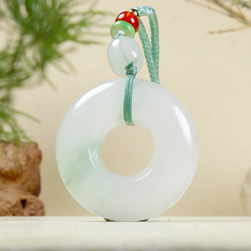 Nimara Ritual Natural Jade Peace Buckle Prosperity Necklace Pendant