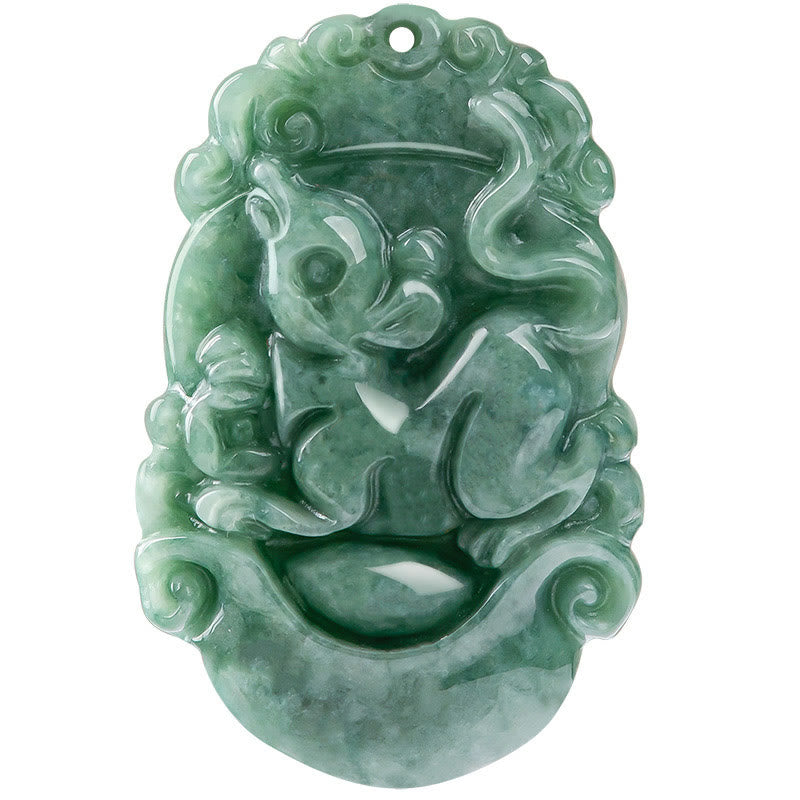 Nimara Ritual Natural Jade 12 Chinese Zodiac Prosperity Necklace Pendant