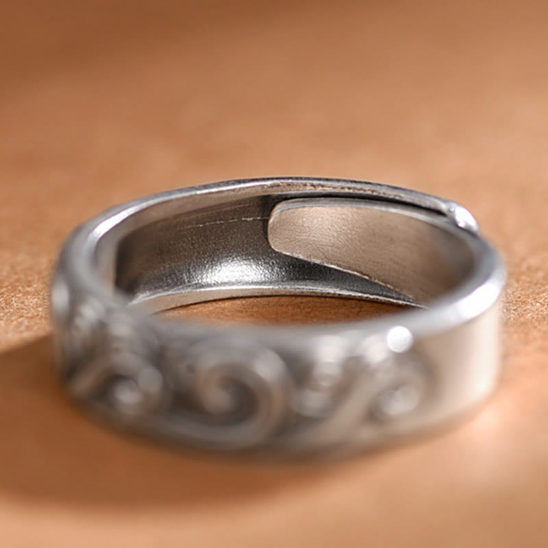 Nimara Ritual 999 Sterling Silver Auspicious Clouds Engraved Blessing Adjustable Ring