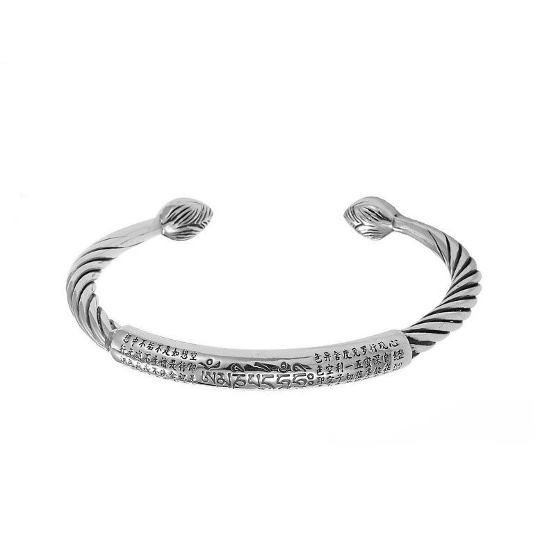 Nimara Ritual Tibetan Om Mani Padme Hum Heart Sutra Purity Cuff Bracelet
