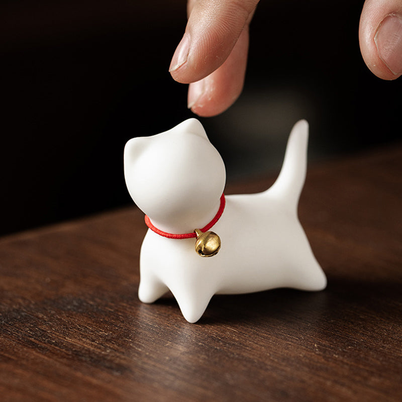 Nimara Ritual Mini Small Cute Cat Tea Pet Ceramic Home Desk Figurine Decoration