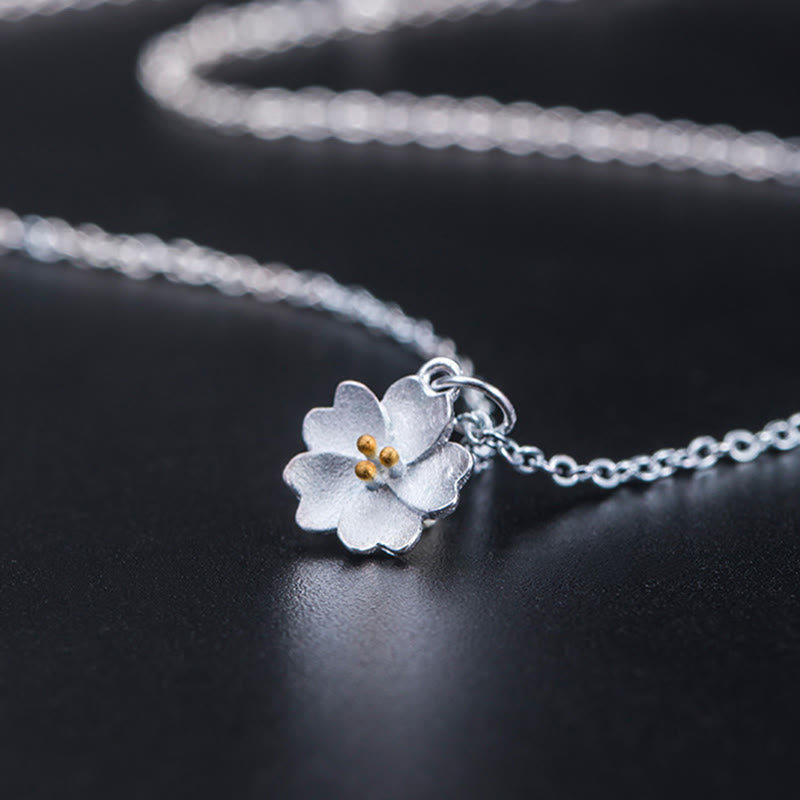 Nimara Ritual 925 Sterling Silver Cherry Blossom Flower Blessing Necklace Pendant