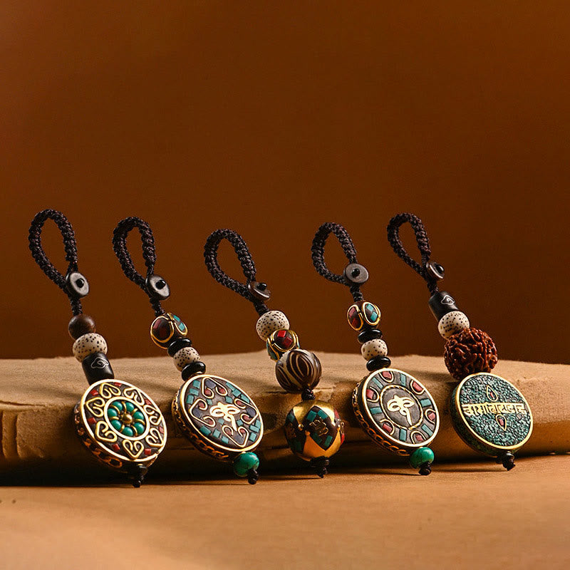 Nimara Ritual Tibetan Om Mani Padme Hum Bodhi Seed Peace Key Chain