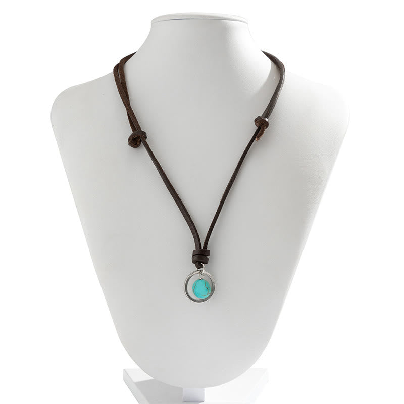 Nimara Ritual Round Turquoise Stone Protection Strength Necklace Pendant