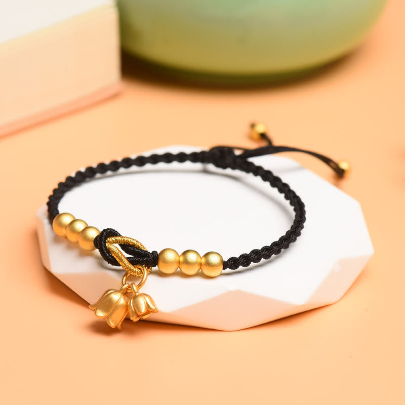 Nimara Ritual Handcrafted Lily Of The Valley Flower Charm Design Luck Protection Braided Bracelet