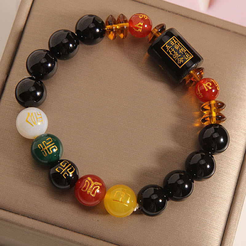 Nimara Ritual Five Elements Black Onyx Red Agate Wisdom Wealth Bracelet