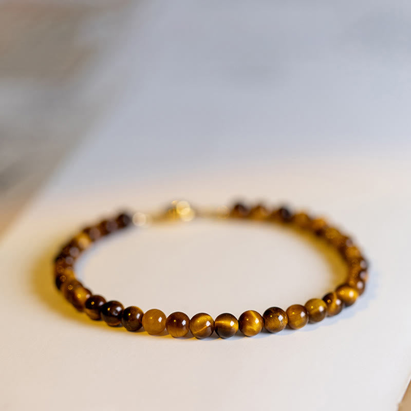 Nimara Ritual 14K Gold Plated Natural Tiger Eye Stone Courage Protection Bracelet