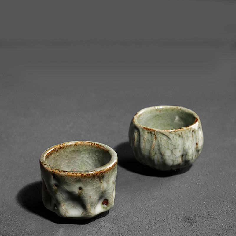 Nimara Ritual Handcrafted Simple Cracked Ice Texture Chinese Jianzhan Ceramic Teacup Kung Fu Tea Cup