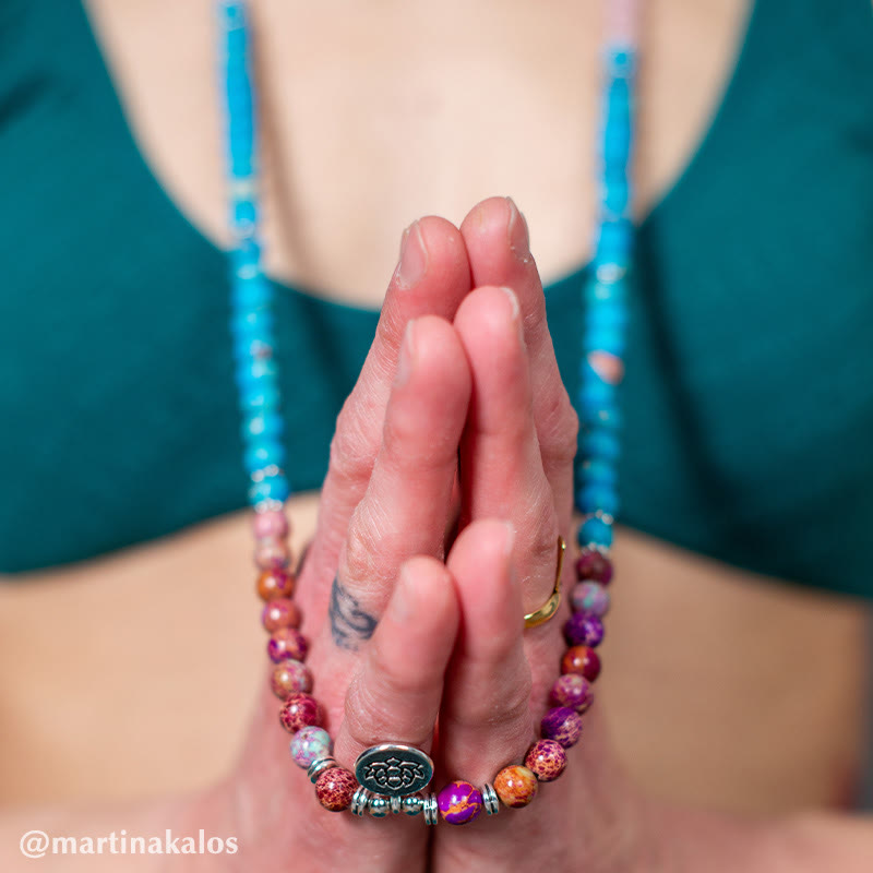 Nimara Ritual Tibetan Purple Miano Real Bead Harmony Lotus Mala