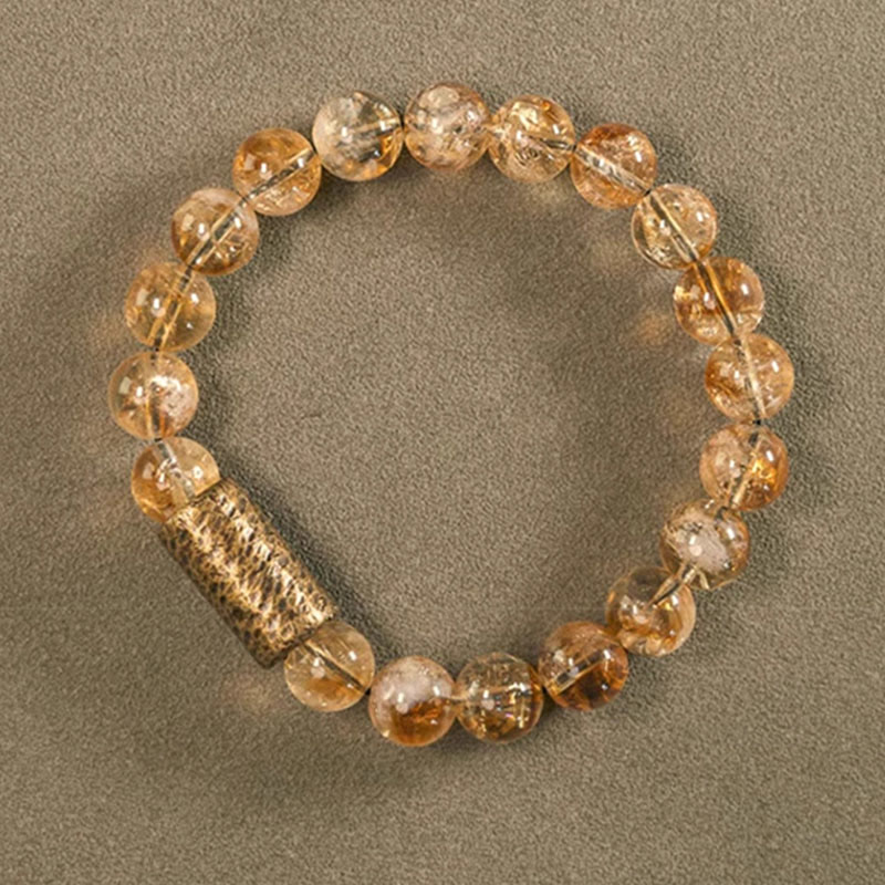 Nimara Ritual Natural Citrine Crystal Brass Bead Protection Bracelet