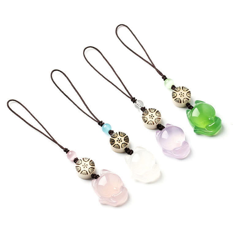 Nimara Ritual Natural Chalcedony Fox Harmony Phone Hanging Decoration