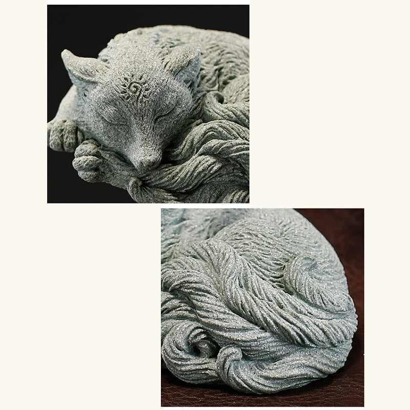 Nimara Ritual Small Nine Tailed Fox Protection Home Tea Pet Figurine Decoration