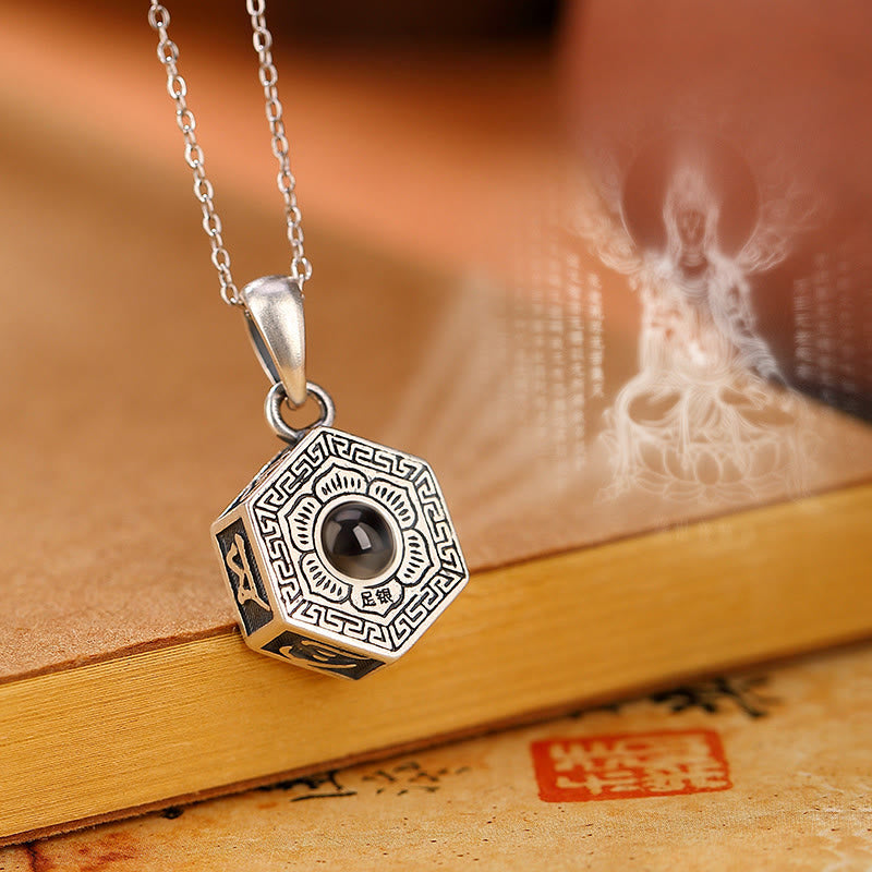 Nimara Ritual 990 Sterling Silver Tibetan Om Mani Padme Hum Lotus Love Projection Necklace Pendant