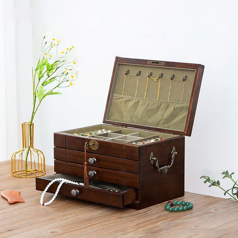 Nimara Ritual Retro Solid Wood Jewelry Box Four-Layer Wooden Jewelry Storage Box