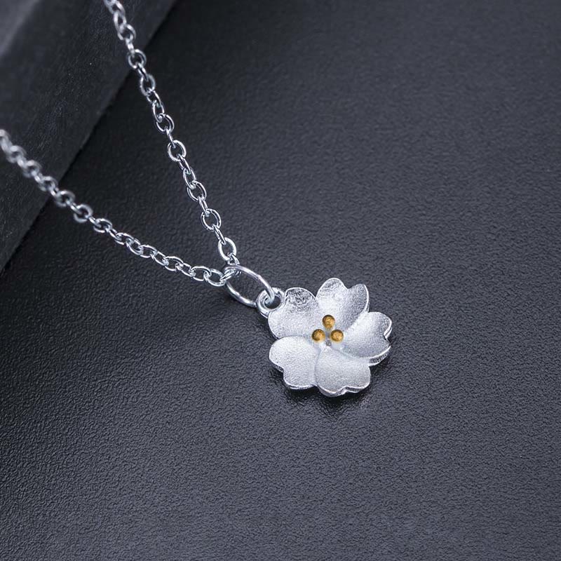 Nimara Ritual 925 Sterling Silver Cherry Blossom Flower Blessing Necklace Pendant