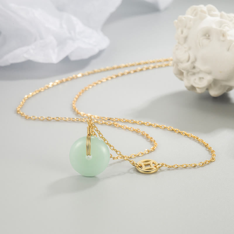 Nimara Ritual Jade Fu Character Copper Coin Peace Buckle Abundance Necklace Pendant