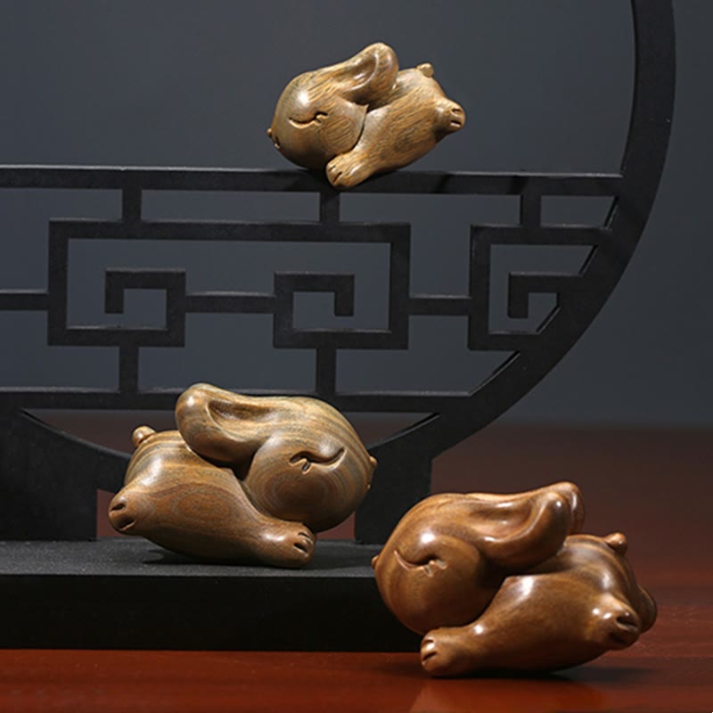 Nimara Ritual Green Sandalwood Small Mini Cute Rabbit Bunny Peace Decorations