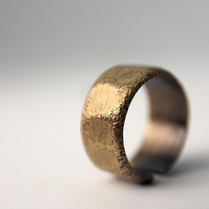 Nimara Ritual Tibetan Simple Design Copper Brass Frosted Wealth Ring