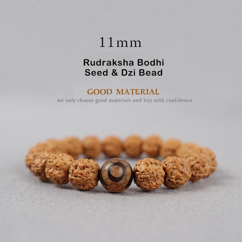 Nimara Ritual Tibet Rudraksha Bodhi Seed Dzi Bead Amber Turquoise Wealth Bracelet