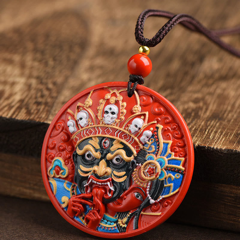 Nimara Ritual Zakiram Goddess of Wealth Painted Cinnabar Blessing Necklace Pendant