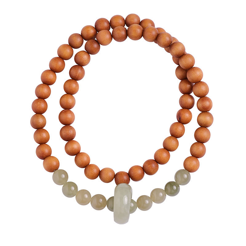 Nimara Ritual Sandalwood Hetian Jade Protection Double Wrap Bracelet