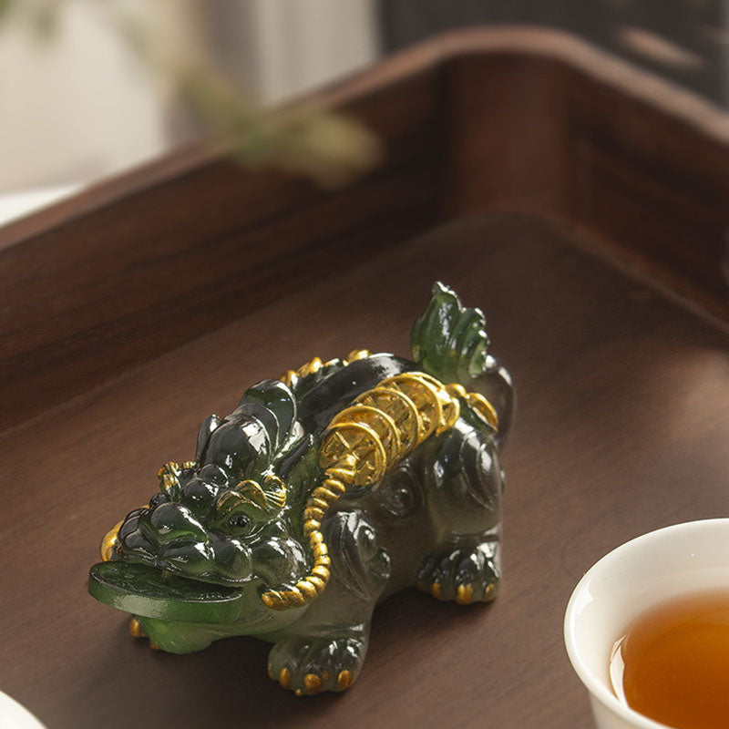 Nimara Ritual Color Changing Small PiXiu Copper Coins Resin Tea Pet Wealth Home Figurine Decoration