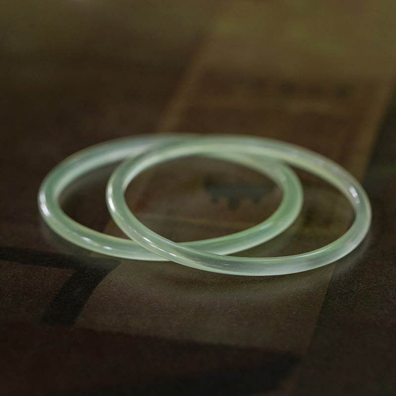 Nimara Ritual Natural Green Chalcedony Strength Courage Cuff Bangle Bracelet