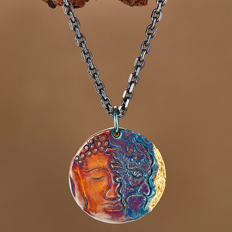 Nimara Ritual 999 Sterling Silver 24K Gold Half Demon Half Buddha Compassion Necklace Pendant