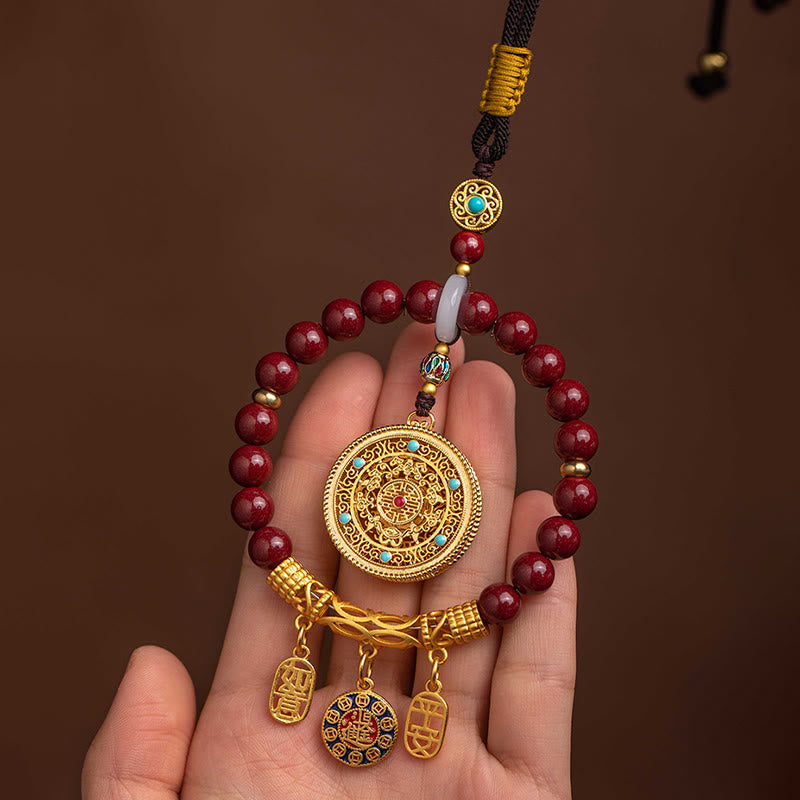 Nimara Ritual Natural Cinnabar Wish Ruyi Peace Blessing Car Hanging Decoration