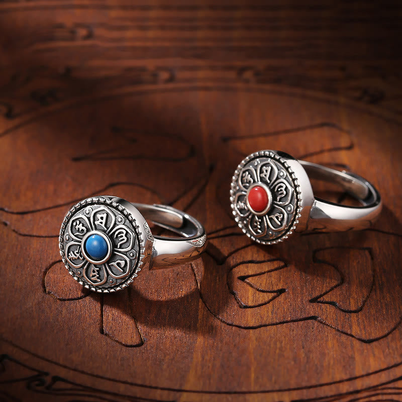 Nimara Ritual Tibetan Om Mani Padme Hum Peace Rotatable Ring