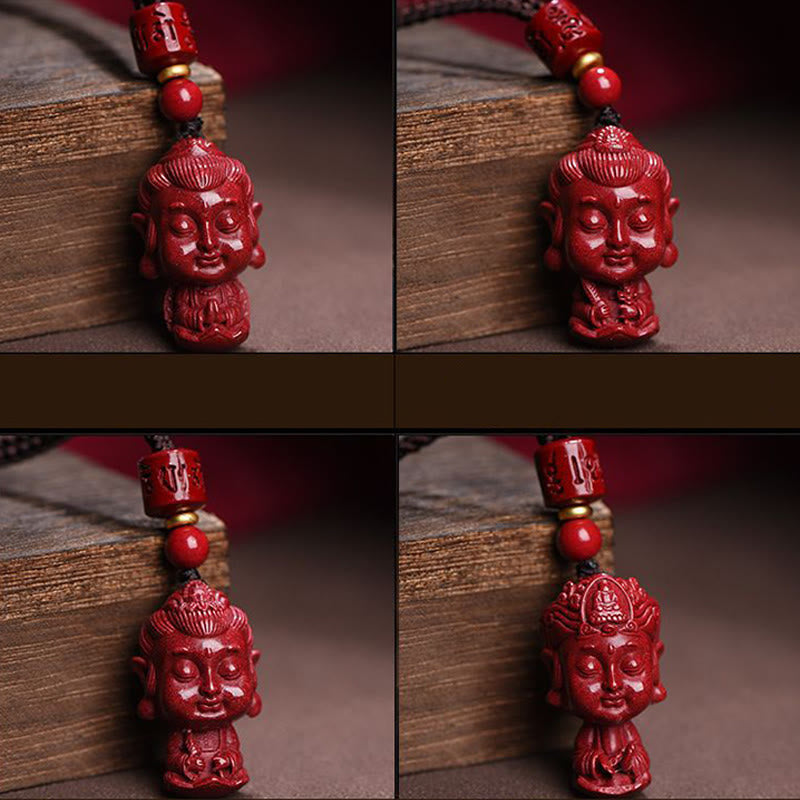 Nimara Ritual Chinese Zodiac Natal Buddha Natural Cinnabar Amulet Keep Away Evil Spirits Necklace Pendant