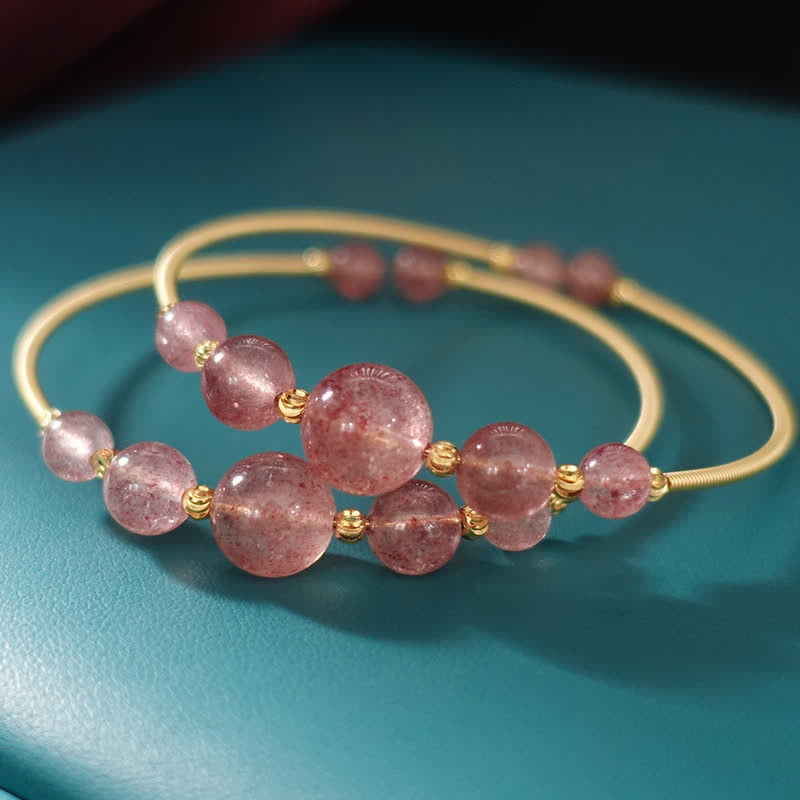 Nimara Ritual Natural Strawberry Quartz Love Healing Bracelet Bangle