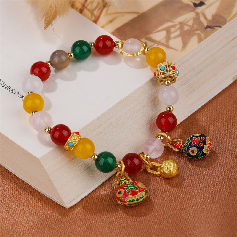 Nimara Ritual Gold Swallowing Beast Family Various Agate Crystal Success Bracelet