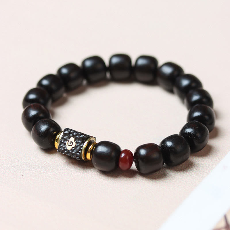 Nimara Ritual Ebony Wood Auspicious Clouds Engraved Calm Bracelet