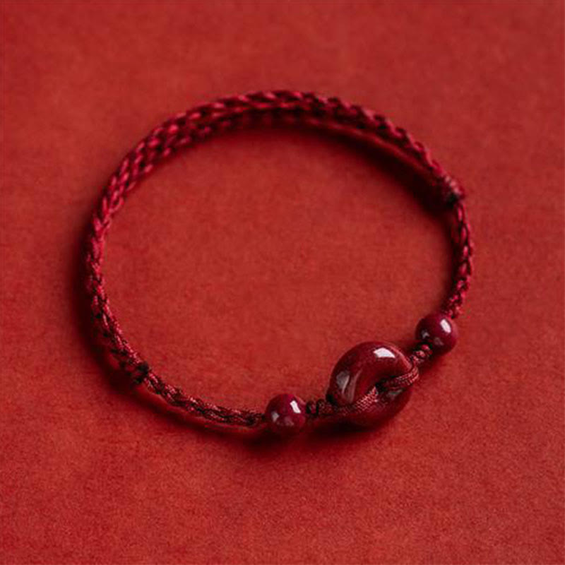 Nimara Ritual Handmade Cinnabar Peace Buckle Safe and Healthy Charm Blessing String Bracelet Anklet