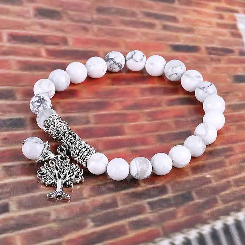 Nimara Ritual Natural Gemstone Tree of Life Lucky Charm Stretch Bracelet