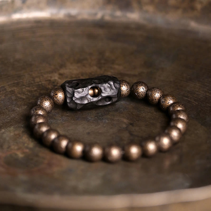 Nimara Ritual Tibet Ebony Wood Copper Peace Balance Beaded Bracelet