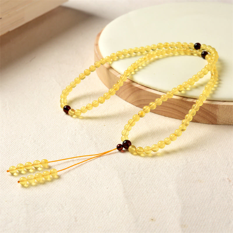 Nimara Ritual 108 Mala Beads Natural Amber Clear Anxiety Bracelet