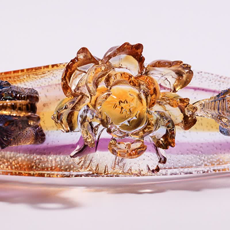 Nimara Ritual Handmade Liuli Crystal Ruyi Elephant Art Piece Home Decoration With Crystal Base