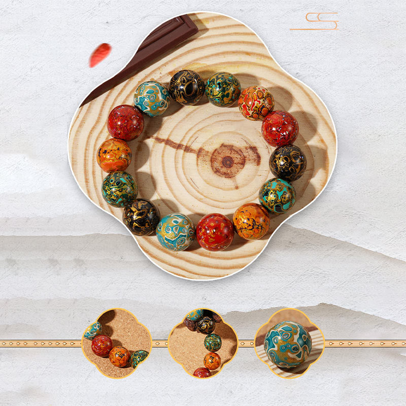 Nimara Ritual Natural Multicolored Lacquer Beads Calm Bracelet