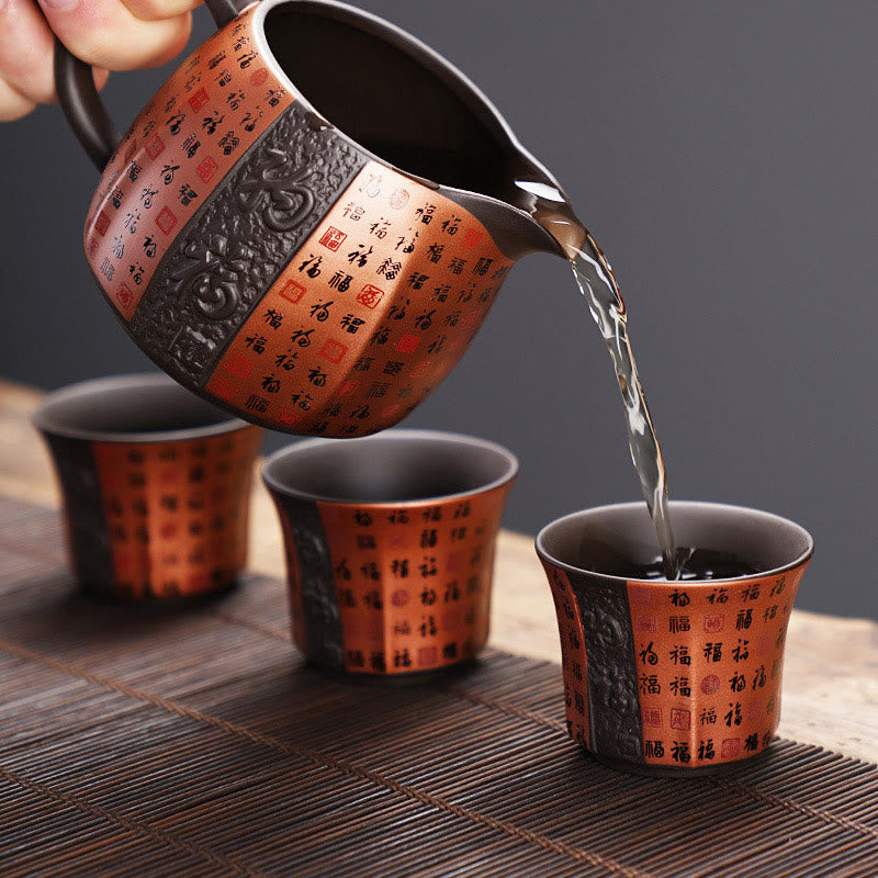 Nimara Ritual Small Fu Character Purple Clay Ceramic Teacup Kung Fu Tea Cup 50ml