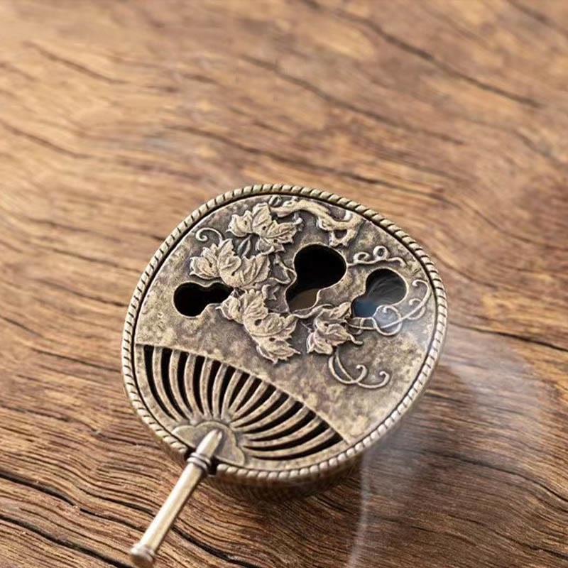 Nimara Ritual Small Mini Gourd Fan Pipa Copper Alloy Incense Burner Decoration With Incense